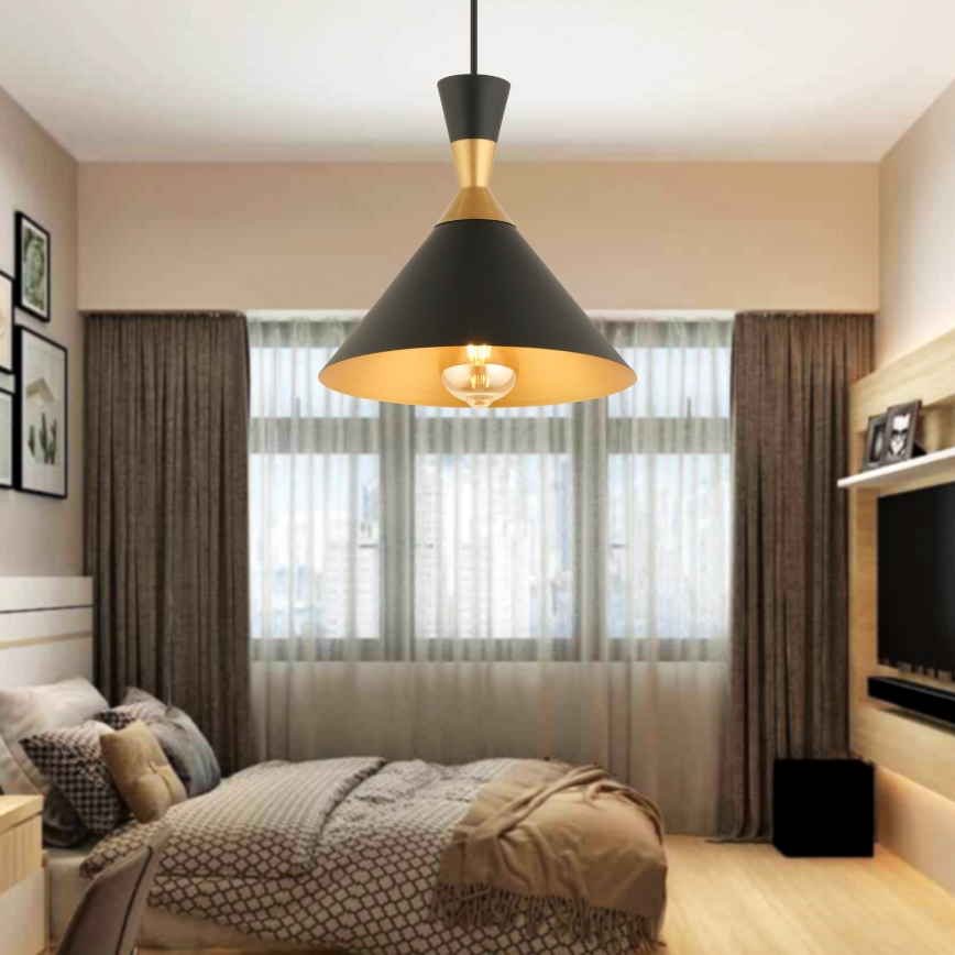 Suspension sur câble MONZA 1xE27/40W/230V Ø 25 cm noir/doré