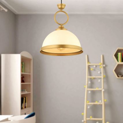 Suspension sur câble MONZA 1xE27/40W/230V Ø 26 cm crème/bronze