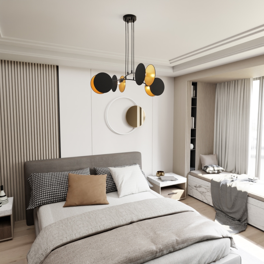 Suspension sur câble MOTIF 4xE27/15W/230V noire
