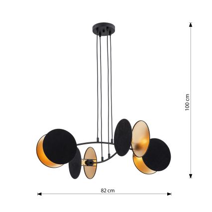Suspension sur câble MOTIF 4xE27/15W/230V noire