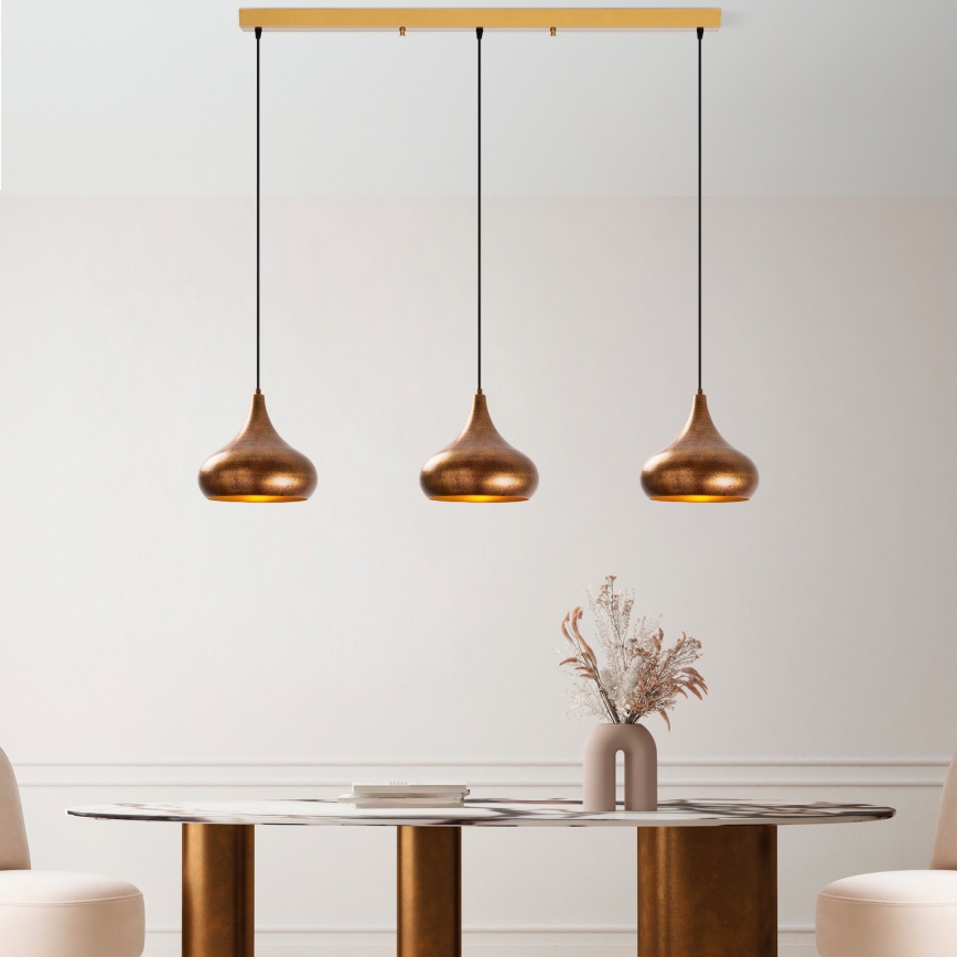 Suspension sur câble MUBA 3xE27/40W/230V cuivrée