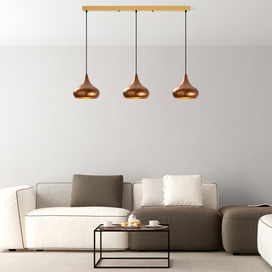 Suspension sur câble MUBA 3xE27/40W/230V cuivrée
