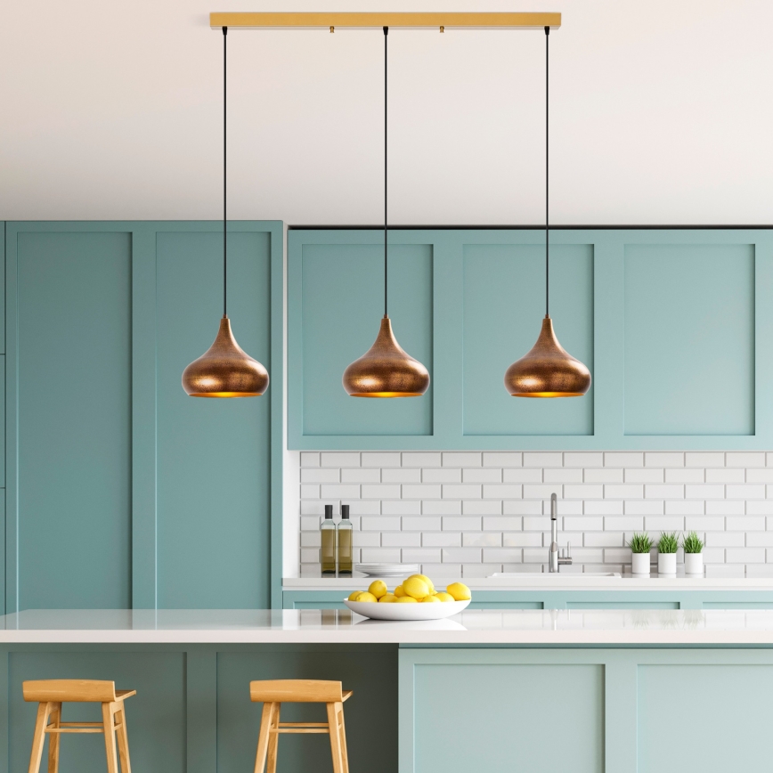 Suspension sur câble MUBA 3xE27/40W/230V cuivrée