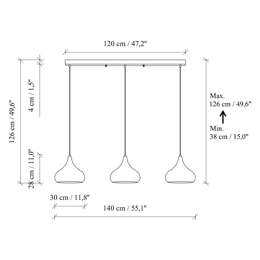 Suspension sur câble MUBA 3xE27/40W/230V cuivrée