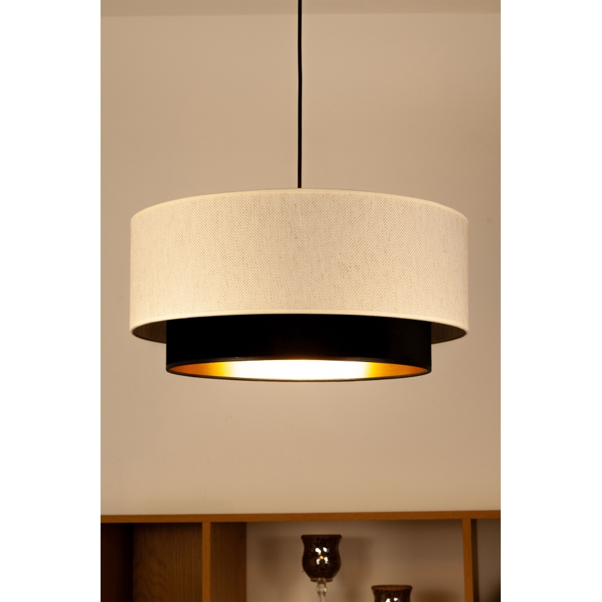 Suspension sur câble NATIA 1xE27/60W/230V Ø 45 cm blanc/noir