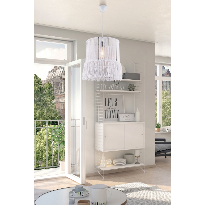 Suspension sur câble NESS MACRAME 1xE27/40W/230V blanche