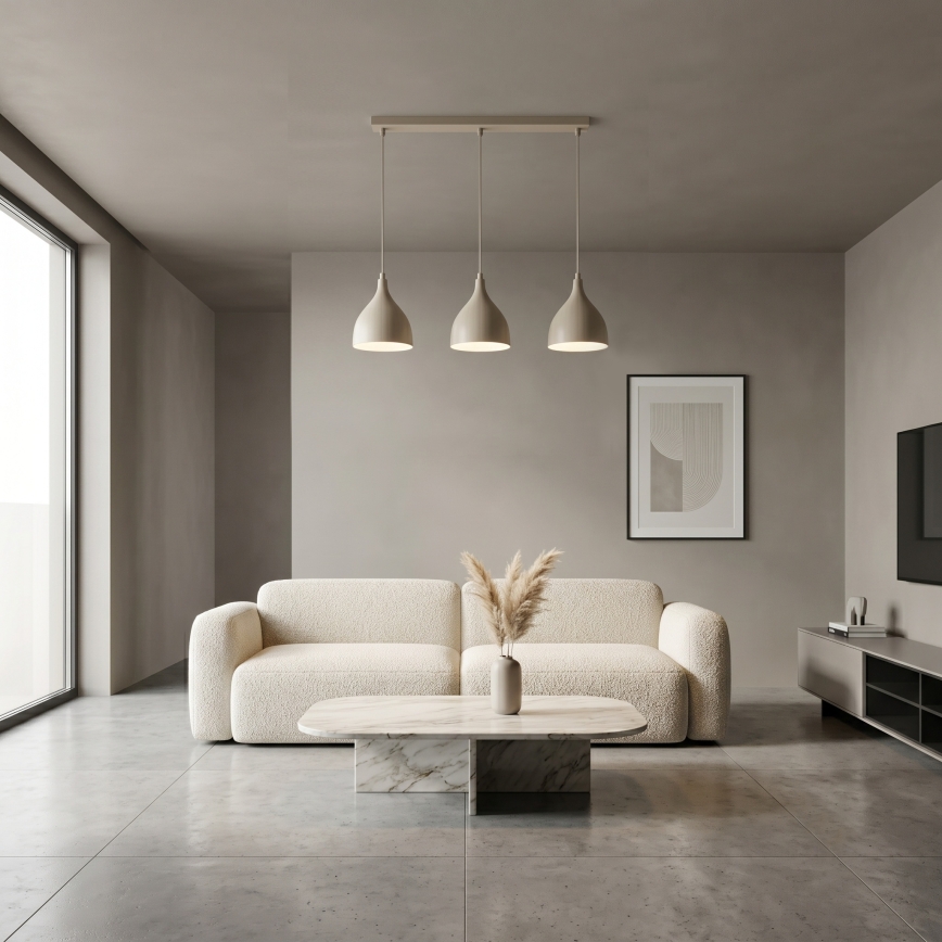 Suspension sur câble NOAK CLASSIC 3xE27/15W/230V beige