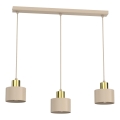 Suspension sur câble PARKLA 3xE27/15W/230V beige/doré