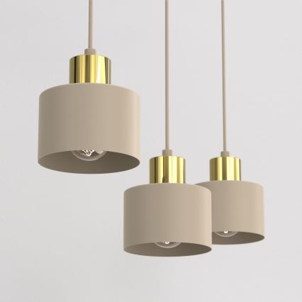 Suspension sur câble PARKLA 3xE27/15W/230V beige/doré