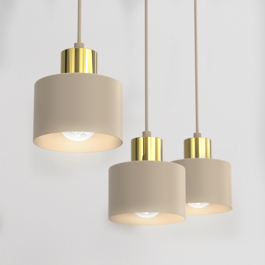 Suspension sur câble PARKLA 3xE27/15W/230V beige/doré