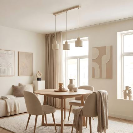 Suspension sur câble PARKLA 3xE27/15W/230V beige