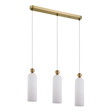 Suspension sur câble PIEGA 3xE14/40W/230V laiton/blanc