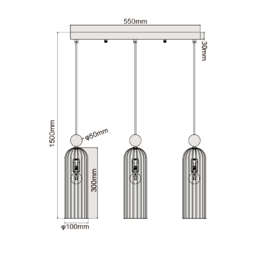 Suspension sur câble PIEGA 3xE14/40W/230V laiton/blanc