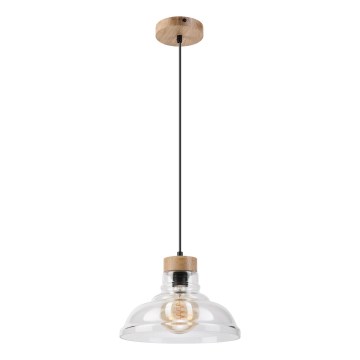 Suspension sur câble SINGLE 1xE27/60W/230V Ø 28 cm chêne