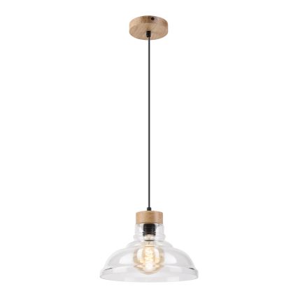 Suspension sur câble SINGLE 1xE27/60W/230V Ø 28 cm chêne