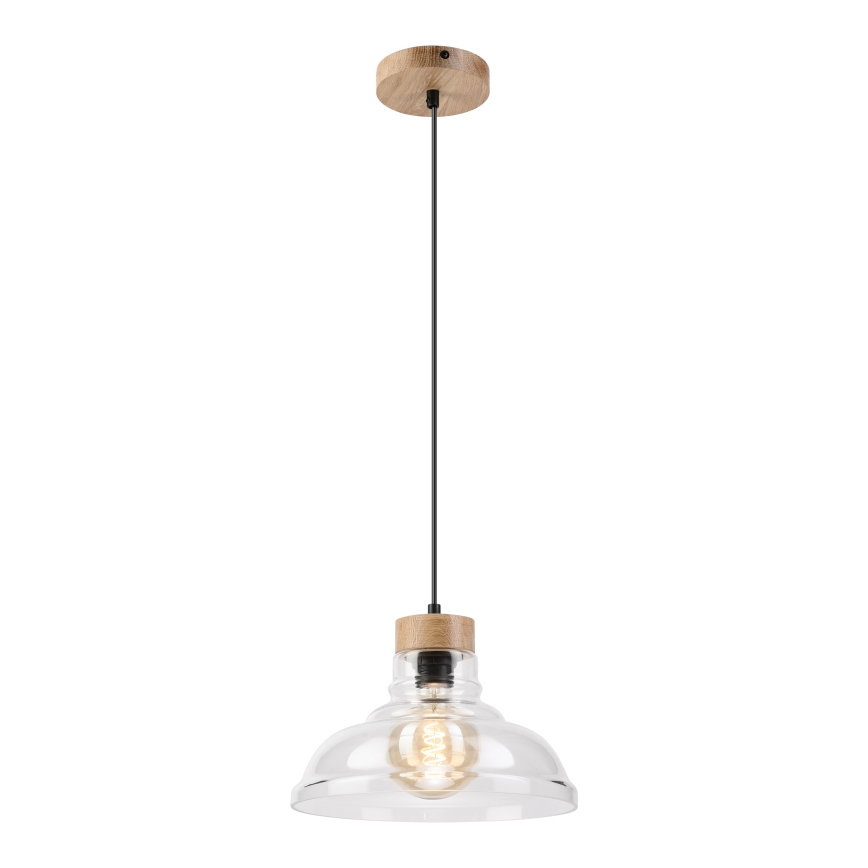 Suspension sur câble SINGLE 1xE27/60W/230V Ø 28 cm chêne