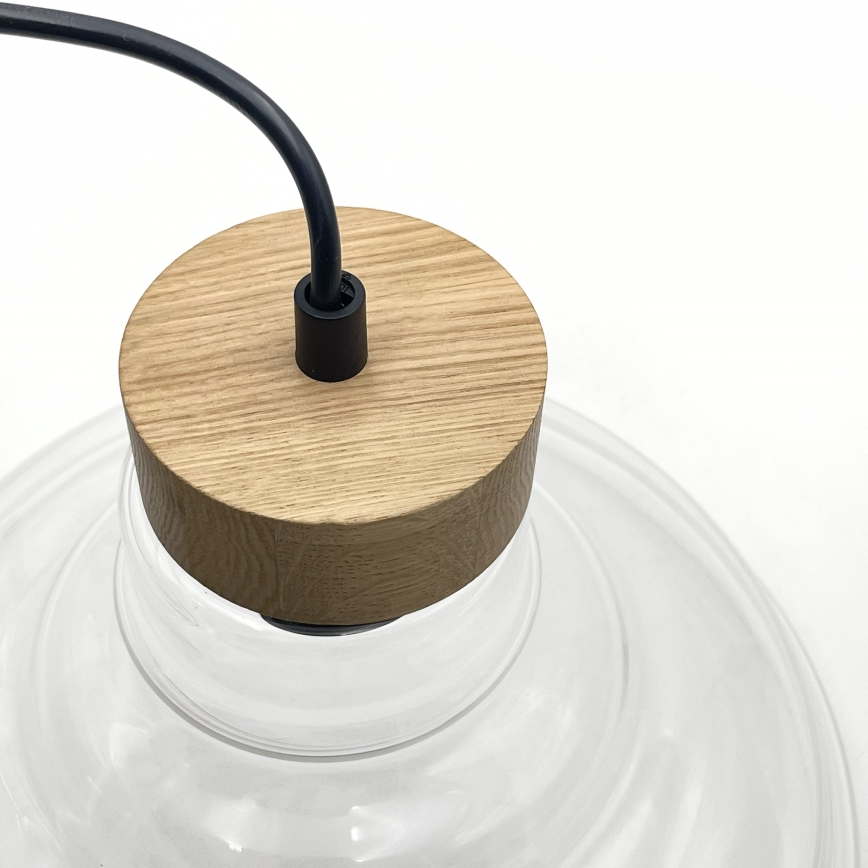 Suspension sur câble SINGLE 1xE27/60W/230V Ø 28 cm chêne