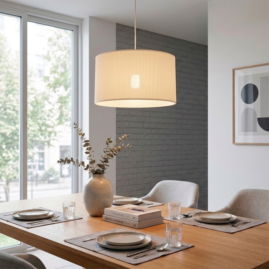Suspension sur câble SIRJA PLISADO 1xE27/15W/230V Ø 35 cm crème