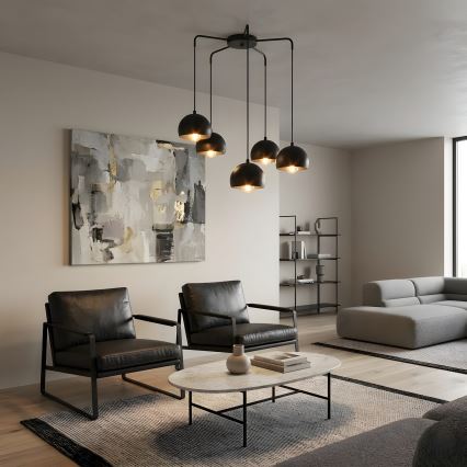 Suspension sur câble SOOL 5xE27/15W/230V noire