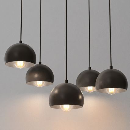 Suspension sur câble SOOL 5xE27/15W/230V noire