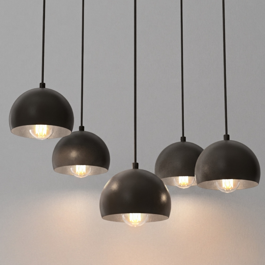Suspension sur câble SOOL 5xE27/15W/230V noire
