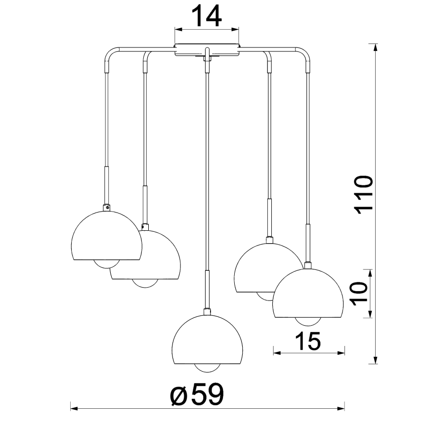 Suspension sur câble SOOL 5xE27/15W/230V noire