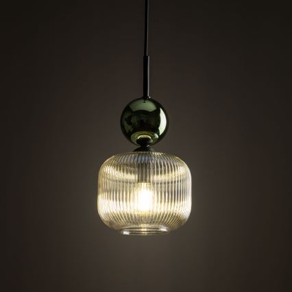 Suspension sur câble SOPHIA 1xE14/10W/230V noir/vert/beige fumé