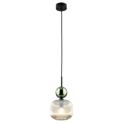 Suspension sur câble SOPHIA 1xE14/10W/230V noir/vert/beige fumé