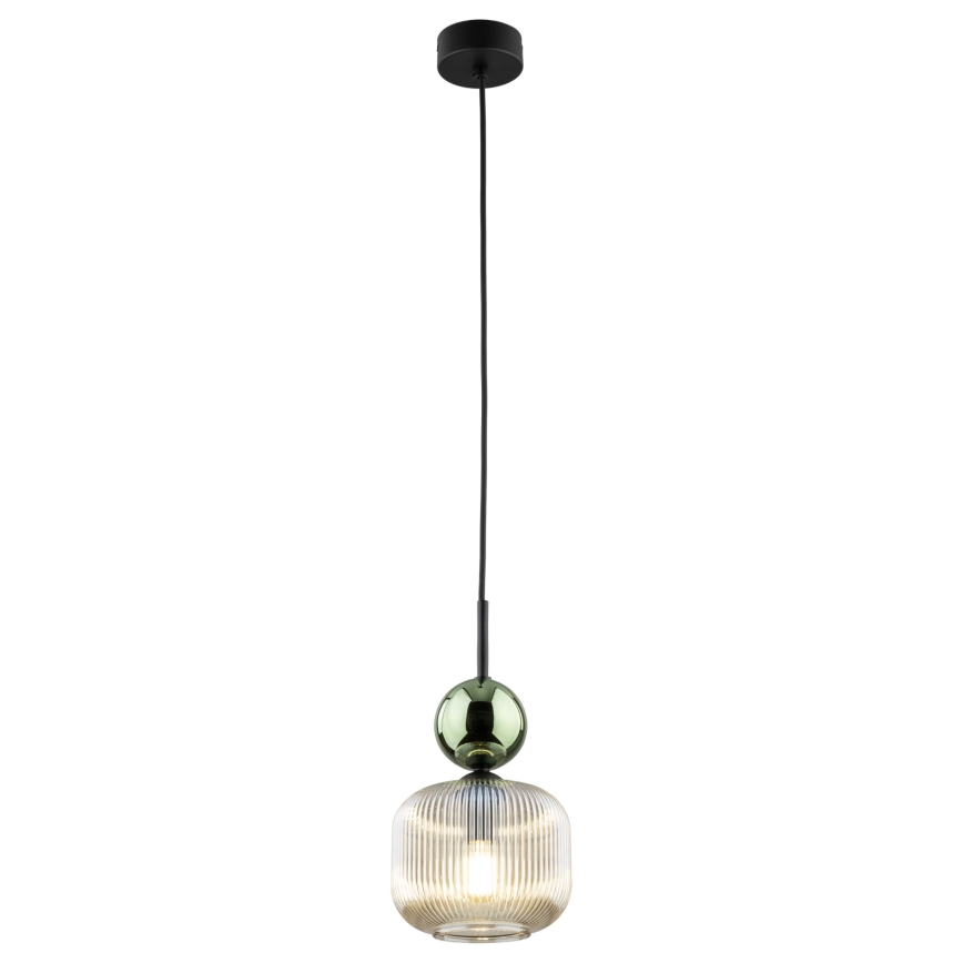 Suspension sur câble SOPHIA 1xE14/10W/230V noir/vert/beige fumé