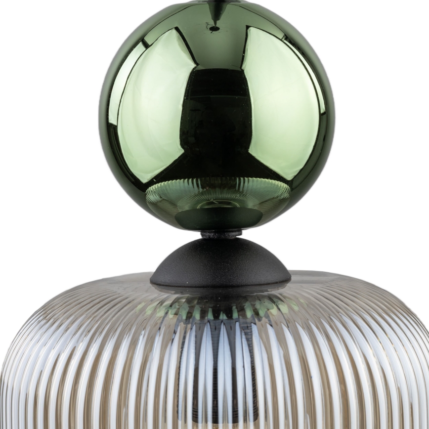 Suspension sur câble SOPHIA 1xE14/10W/230V noir/vert/beige fumé