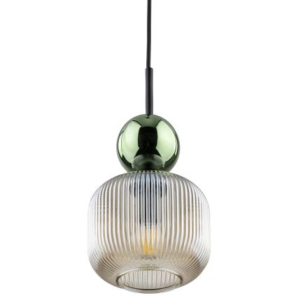 Suspension sur câble SOPHIA 1xE14/10W/230V noir/vert/beige fumé