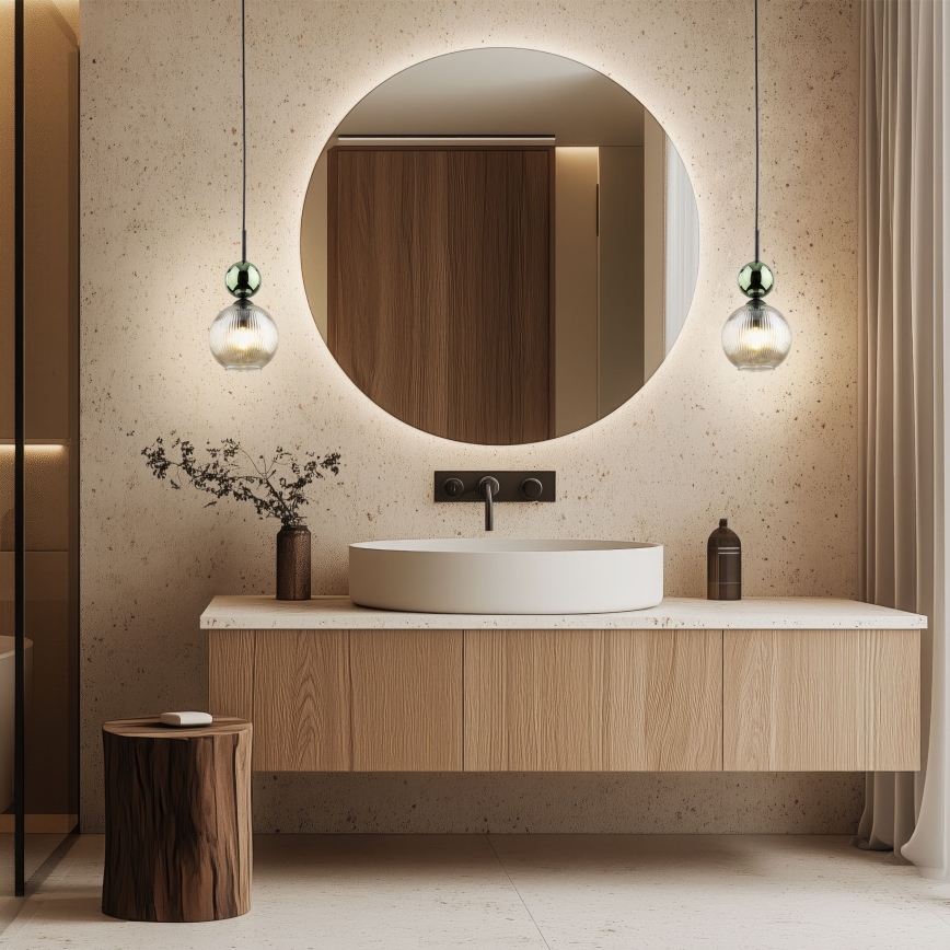 Suspension sur câble SOPHIA 1xE14/10W/230V noir/vert/beige fumé