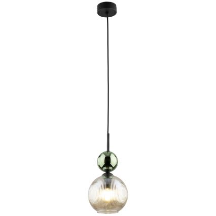 Suspension sur câble SOPHIA 1xE14/10W/230V noir/vert/beige fumé