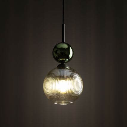 Suspension sur câble SOPHIA 1xE14/10W/230V noir/vert/beige fumé