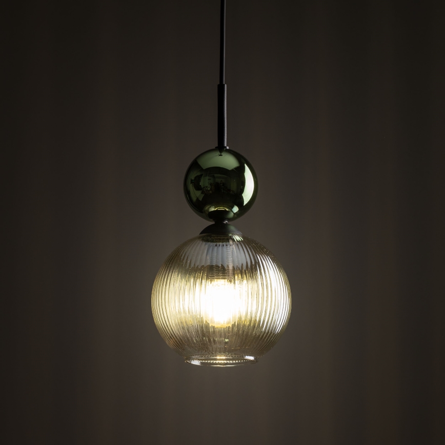 Suspension sur câble SOPHIA 1xE14/10W/230V noir/vert/beige fumé