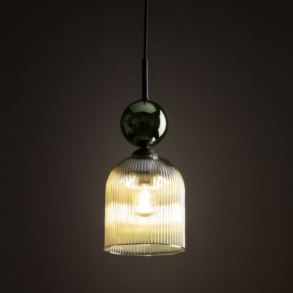 Suspension sur câble SOPHIA 1xE14/10W/230V noir/vert/beige fumé