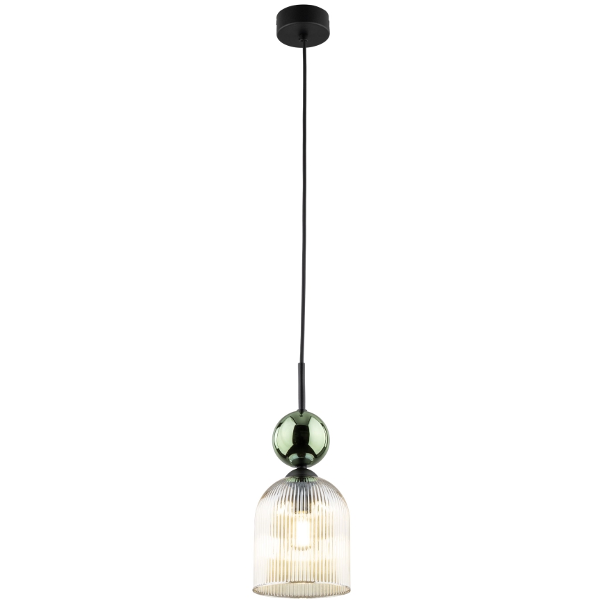 Suspension sur câble SOPHIA 1xE14/10W/230V noir/vert/beige fumé