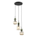 Suspension sur câble SOPHIA 3xE14/10W/230V noir/vert/beige fumé
