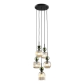 Suspension sur câble SOPHIA 5xE14/10W/230V noir/vert/beige fumé