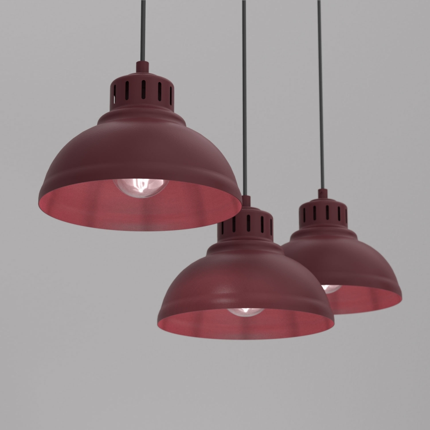 Suspension sur câble SVEN 3xE27/15W/230V bordeaux