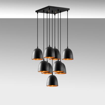 Suspension sur câble TATTOO 9xE27/40W/230V noire