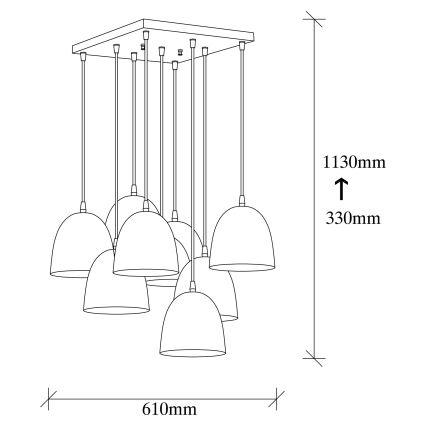 Suspension sur câble TATTOO 9xE27/40W/230V noire