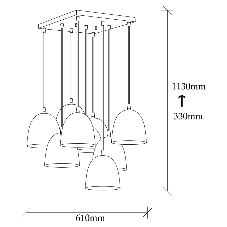 Suspension sur câble TATTOO 9xE27/40W/230V noire