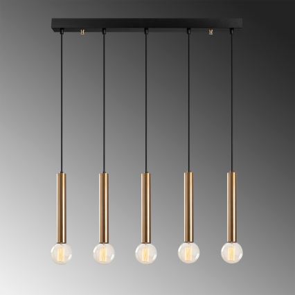 Suspension sur câble TEMPO 5xE27/40W/230V dorée