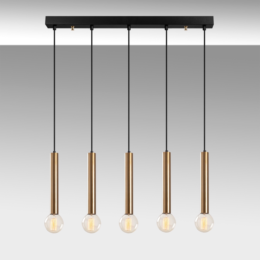 Suspension sur câble TEMPO 5xE27/40W/230V dorée