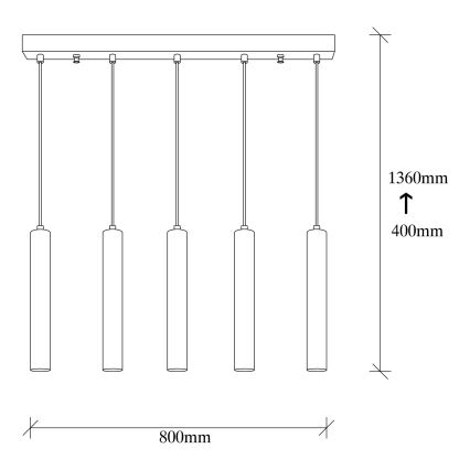 Suspension sur câble TEMPO 5xE27/40W/230V dorée