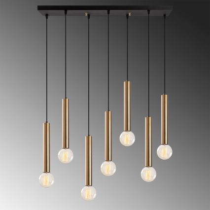Suspension sur câble TEMPO 7xE27/40W/230V dorée