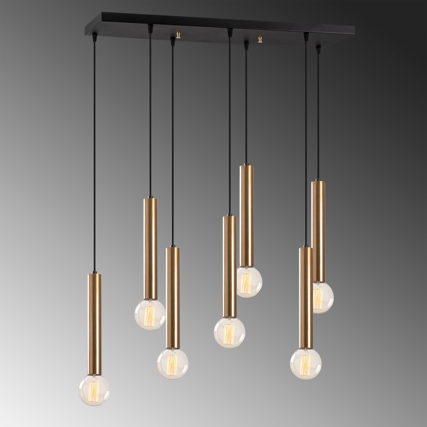 Suspension sur câble TEMPO 7xE27/40W/230V dorée