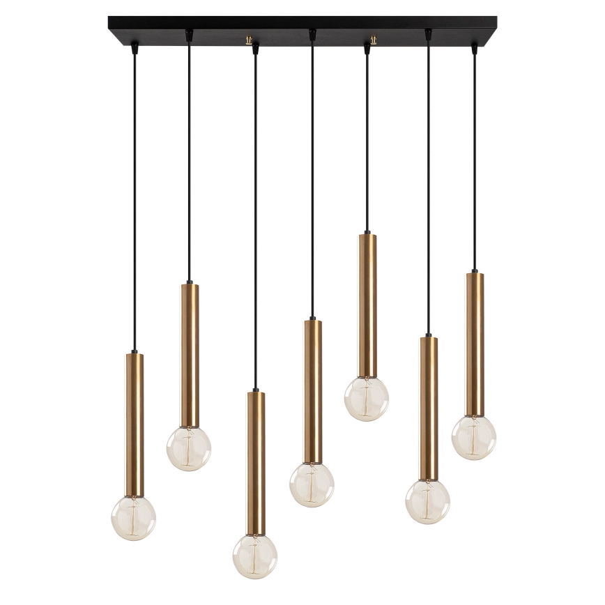Suspension sur câble TEMPO 7xE27/40W/230V dorée