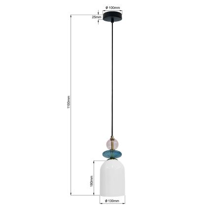 Suspension sur câble TROPEA 1xE27/15W/230V noir/violet fumé/bleu/blanc